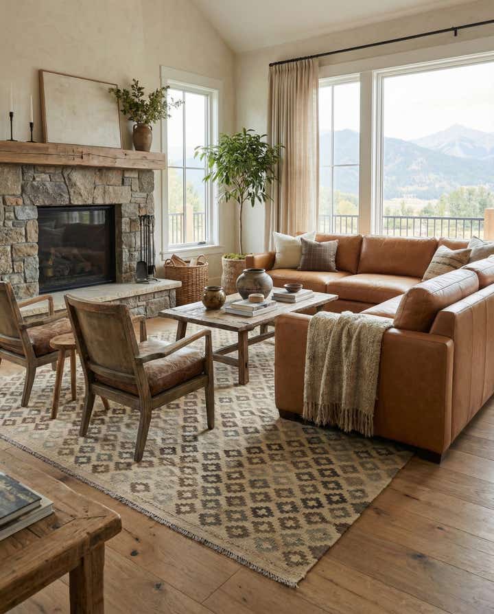 6' 10 x 9' 10 Hand Woven Kilim Maymana Wool Rug
