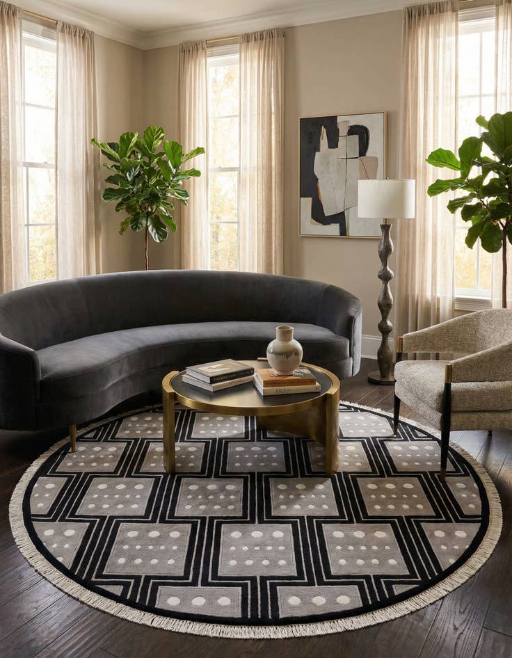 Detail image of 6' 5 x 6' 5  Hand Knotted Darya Wool Round Rug