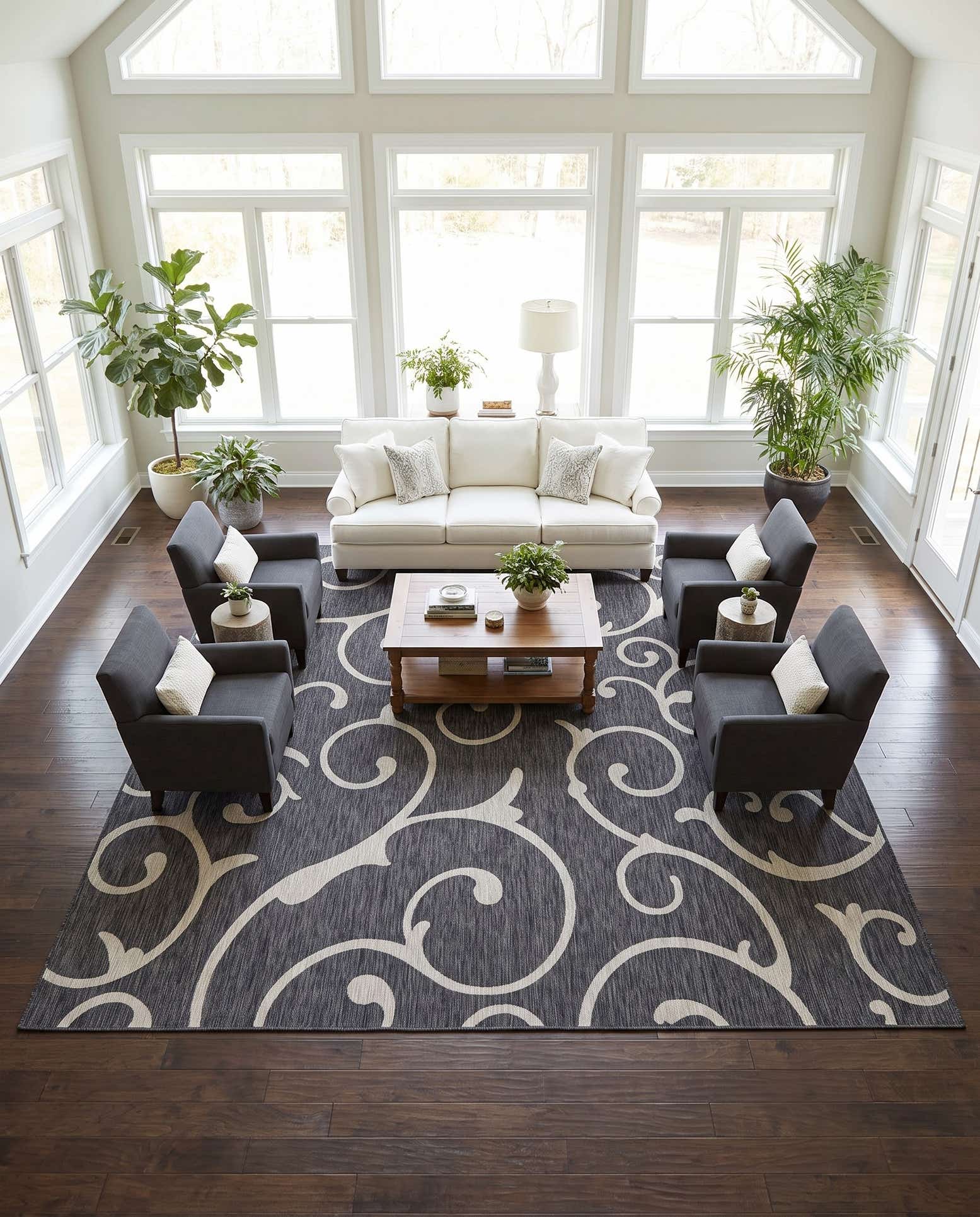 13' x 13' Easy-Clean Botanical Indoor / Outdoor Square Rug
