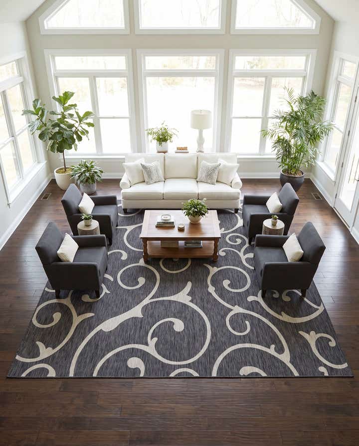 13' x 13' Easy-Clean Botanical Indoor / Outdoor Square Rug