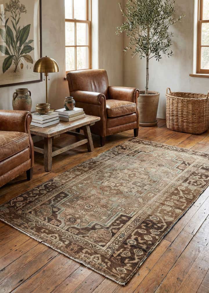 3' 9 x 6' 9 Hand Knotted Ultra Vintage Persian Wool Rug