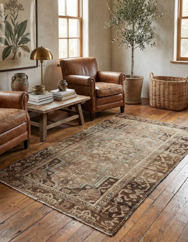 Detail image of 3' 9 x 6' 9 Hand Knotted Ultra Vintage Persian Wool Rug