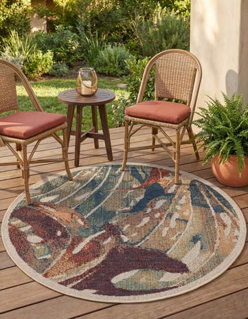 4' x 4' Easy-Clean Baja Indoor / Outdoor Round Rug