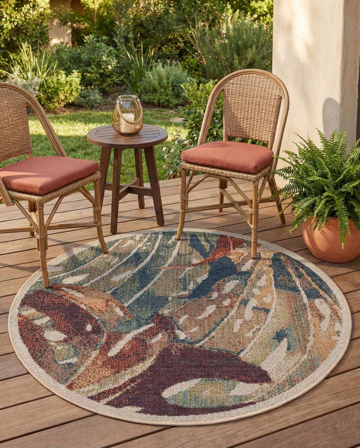 4' x 4' Easy-Clean Baja Indoor / Outdoor Round Rug
