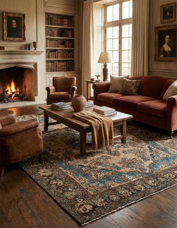 6' 10 x 9' 7 Hand Knotted Ultra Vintage Persian Wool Rug