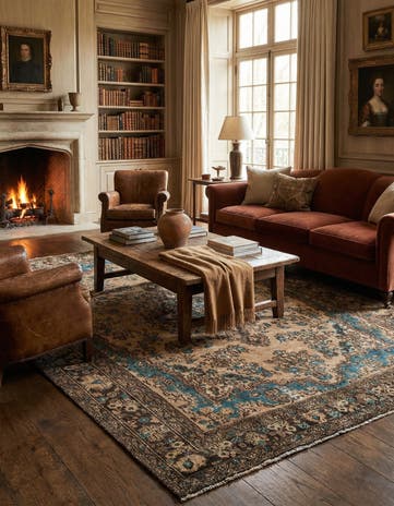 6' 10 x 9' 7 Hand Knotted Ultra Vintage Persian Wool Rug
