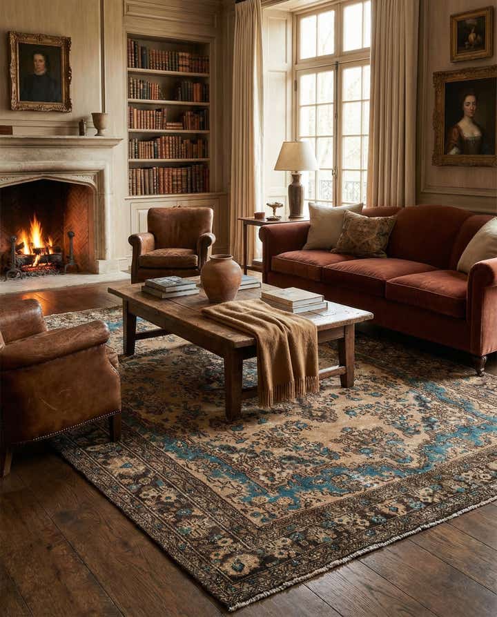 6' 10 x 9' 7 Hand Knotted Ultra Vintage Persian Wool Rug