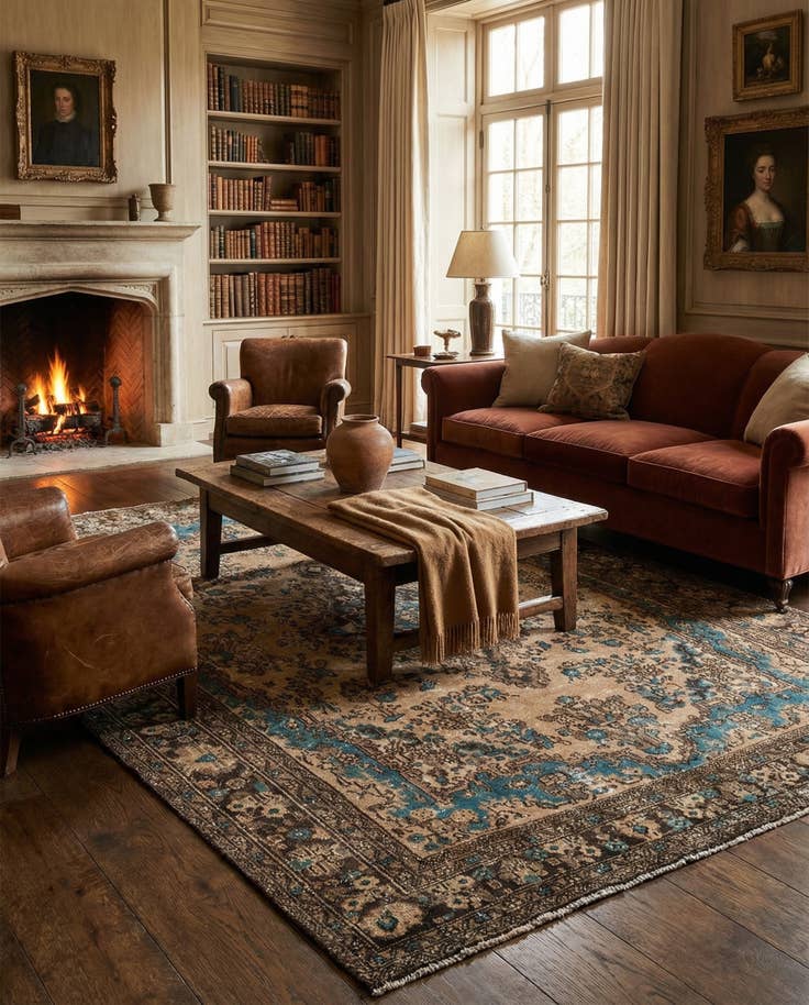 Detail image of 6' 10 x 9' 7 Hand Knotted Ultra Vintage Persian Wool Rug