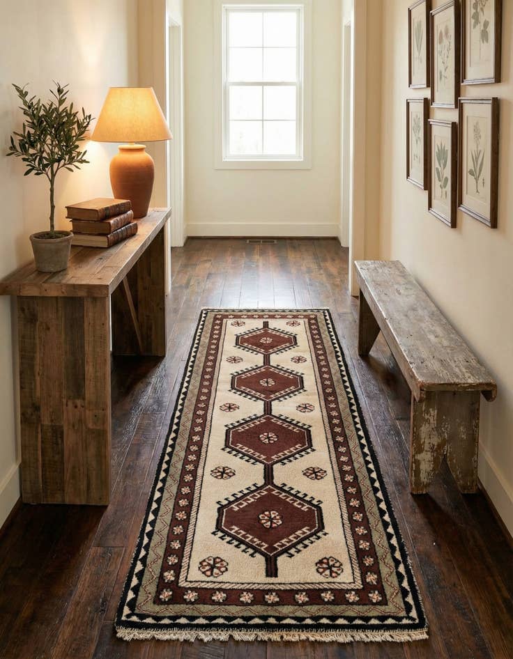 Detail image of  3' 1 x 5' 11  Hand Knotted Hamedan Wool Runner Rug