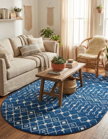 5' 3 x 8' Moroccan Trellis Oval Rug