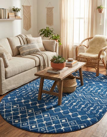 5' 3 x 8' Moroccan Trellis Oval Rug