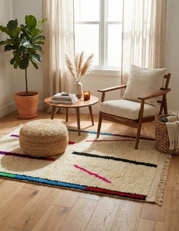 3' 4 x 4' 10 Hand Knotted Moroccan Wool Rug