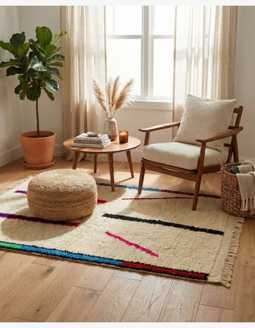 3' 4 x 4' 10 Hand Knotted Moroccan Wool Rug