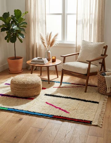 3' 4 x 4' 10 Hand Knotted Moroccan Wool Rug