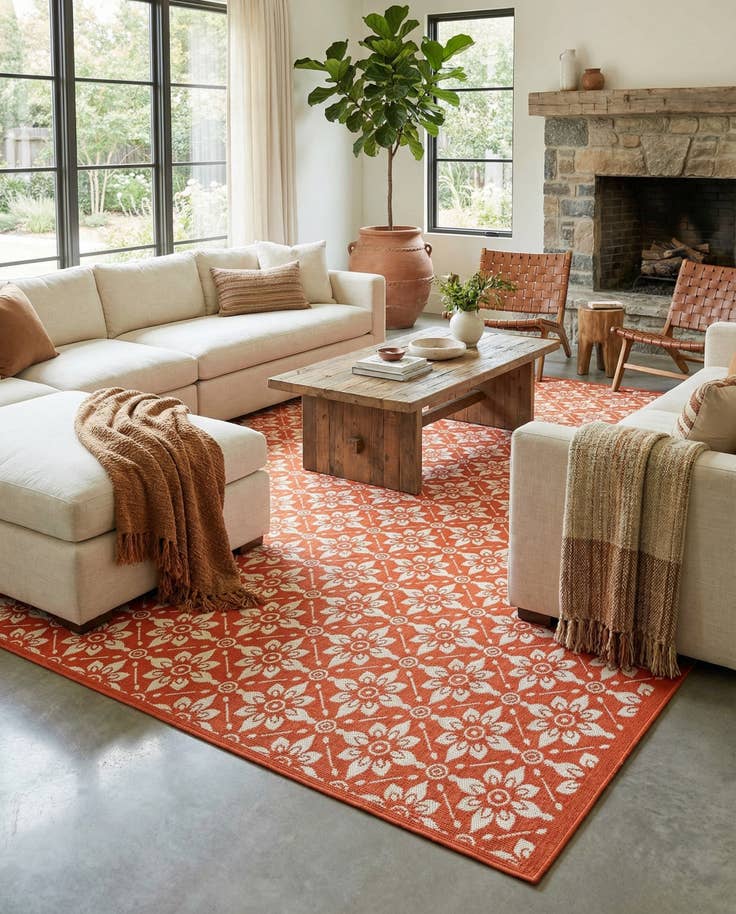 Detail image of 10' x 14' Easy-Clean Lattice Indoor / Outdoor Rug