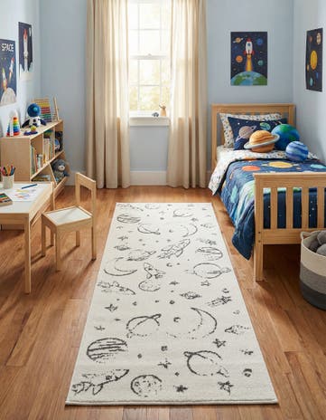 Ivory Planets Whimsy Kids Runner Rug