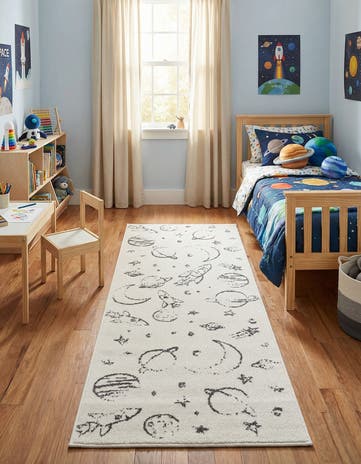 Ivory Planets Whimsy Kids Runner Rug