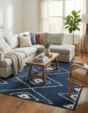 Blue Oslo Square Rug