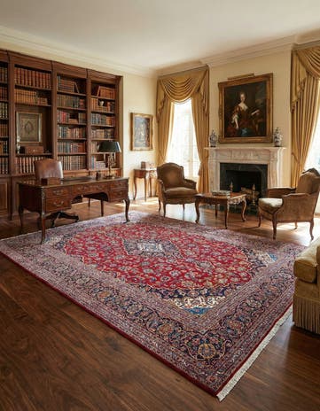 9' 9 x 14' 1 Hand Knotted Kashan Persian Wool Rug