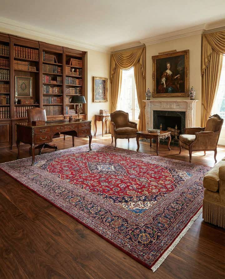 9' 9 x 14' 1 Hand Knotted Kashan Persian Wool Rug