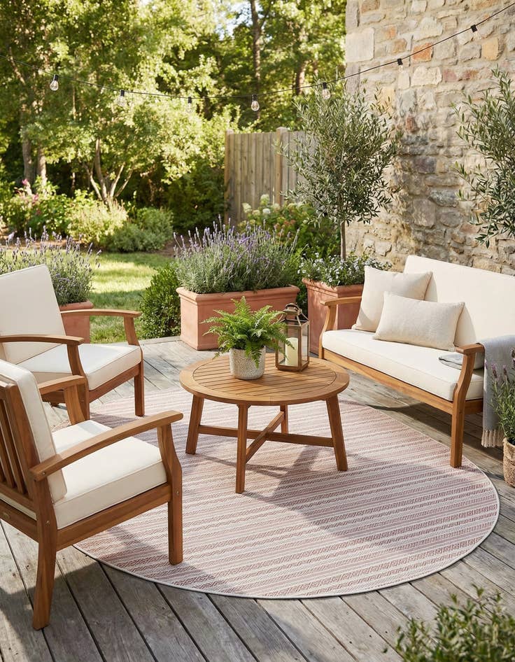 Detail image of 7' 10 x 10'  Washable Striped Indoor / Outdoor Oval Rug