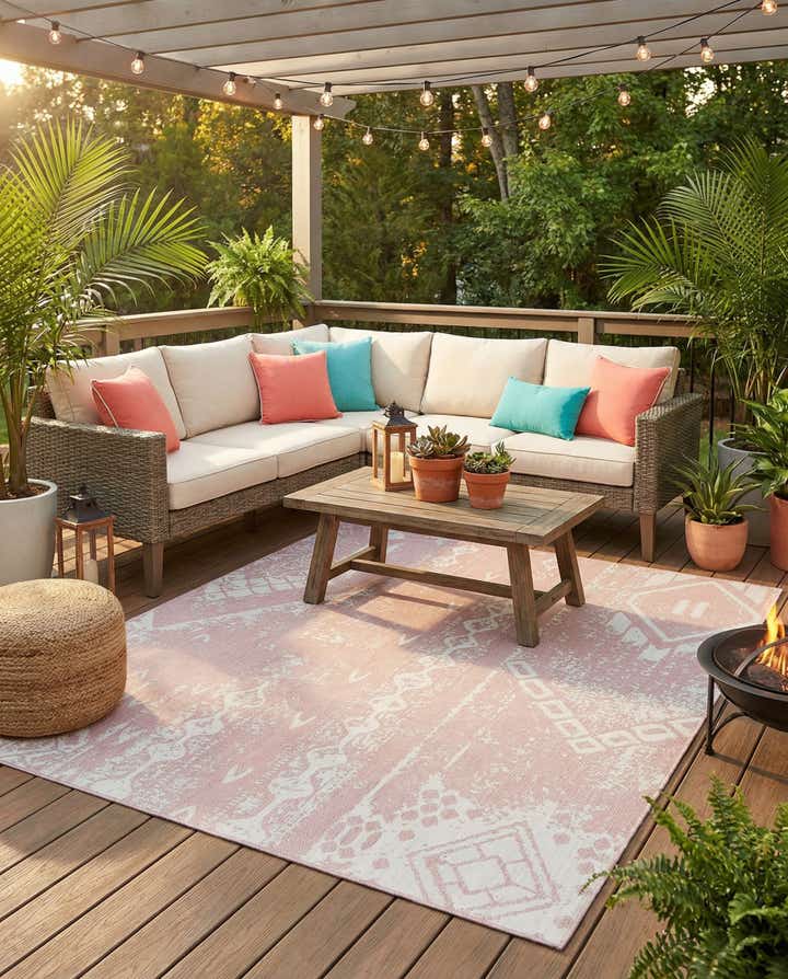 10' 8 x 10' 8 Easy-Clean Bohemian Indoor / Outdoor Square Rug