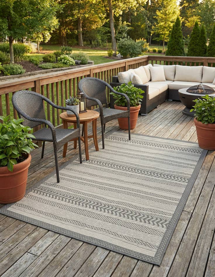 Detail image of 4' x 6'  Washable Border Indoor / Outdoor Rug