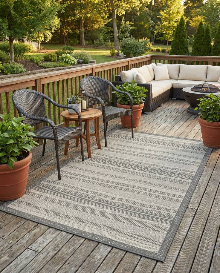 Detail image of 4' x 6' Easy-Clean Border Indoor / Outdoor Rug