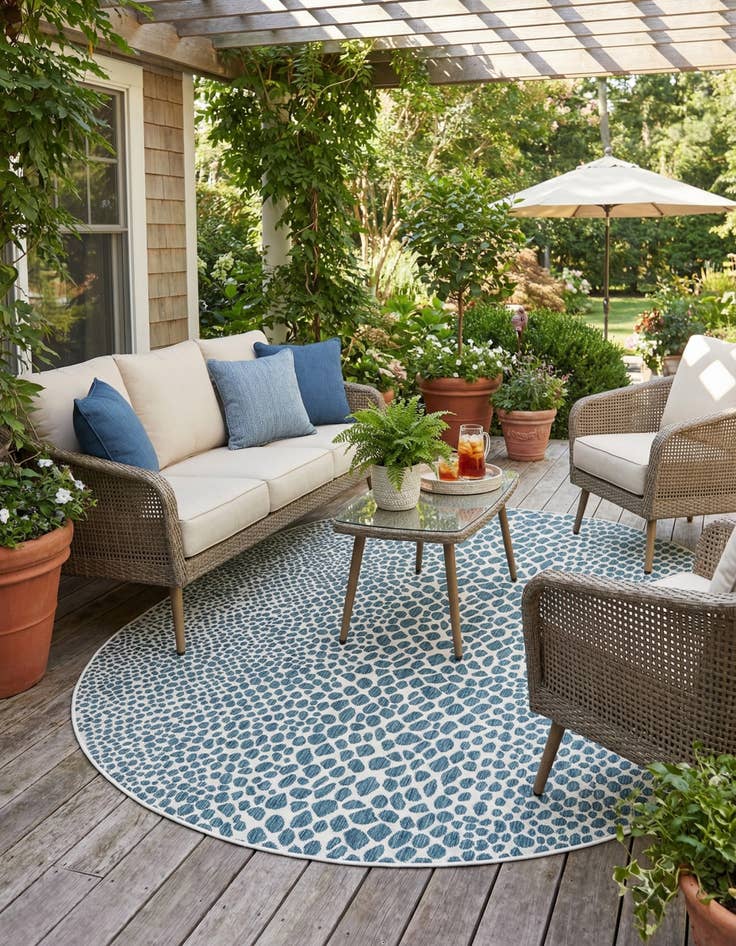 Detail image of 7' 10 x 10' Easy-Clean Jill Zarin Cape Town Indoor / Outdoor Oval Rug