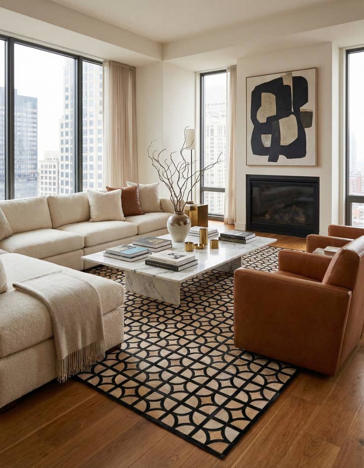 Detail image of 8' 1 x 10' Cowhide Leather Rug