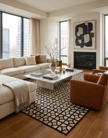 8' 1 x 10' Cowhide Leather Rug
