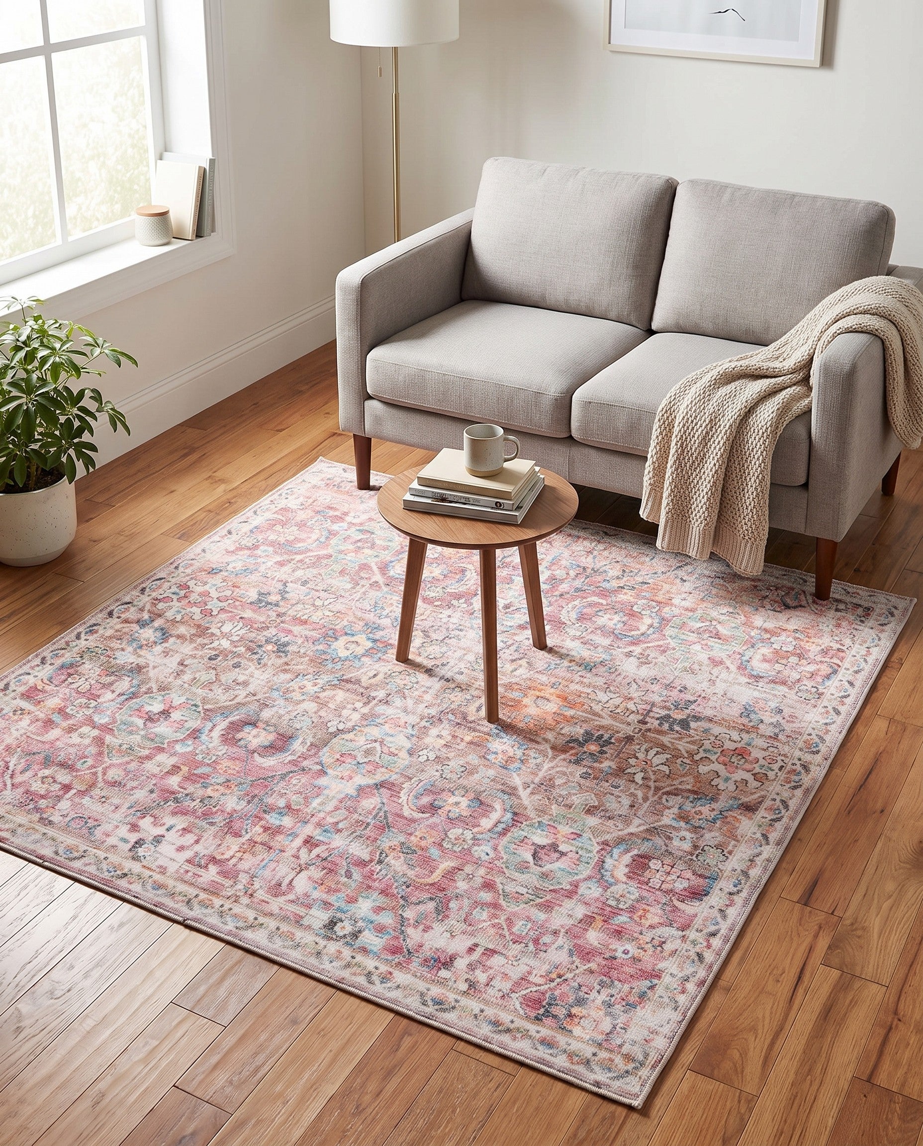 5' 3 x 5' 3 Washable Nostalgia Square Rug