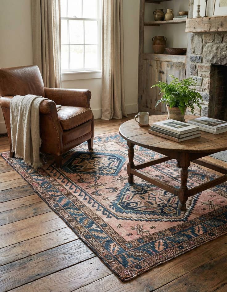 Detail image of  4' 2 x 6' 2  Hand Knotted Ultra Vintage Persian Wool Rug