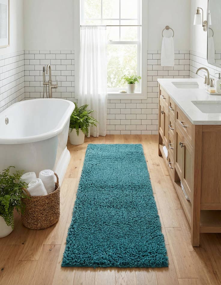 Detail image of 2' x 6' 2 Solid Shag Runner Rug