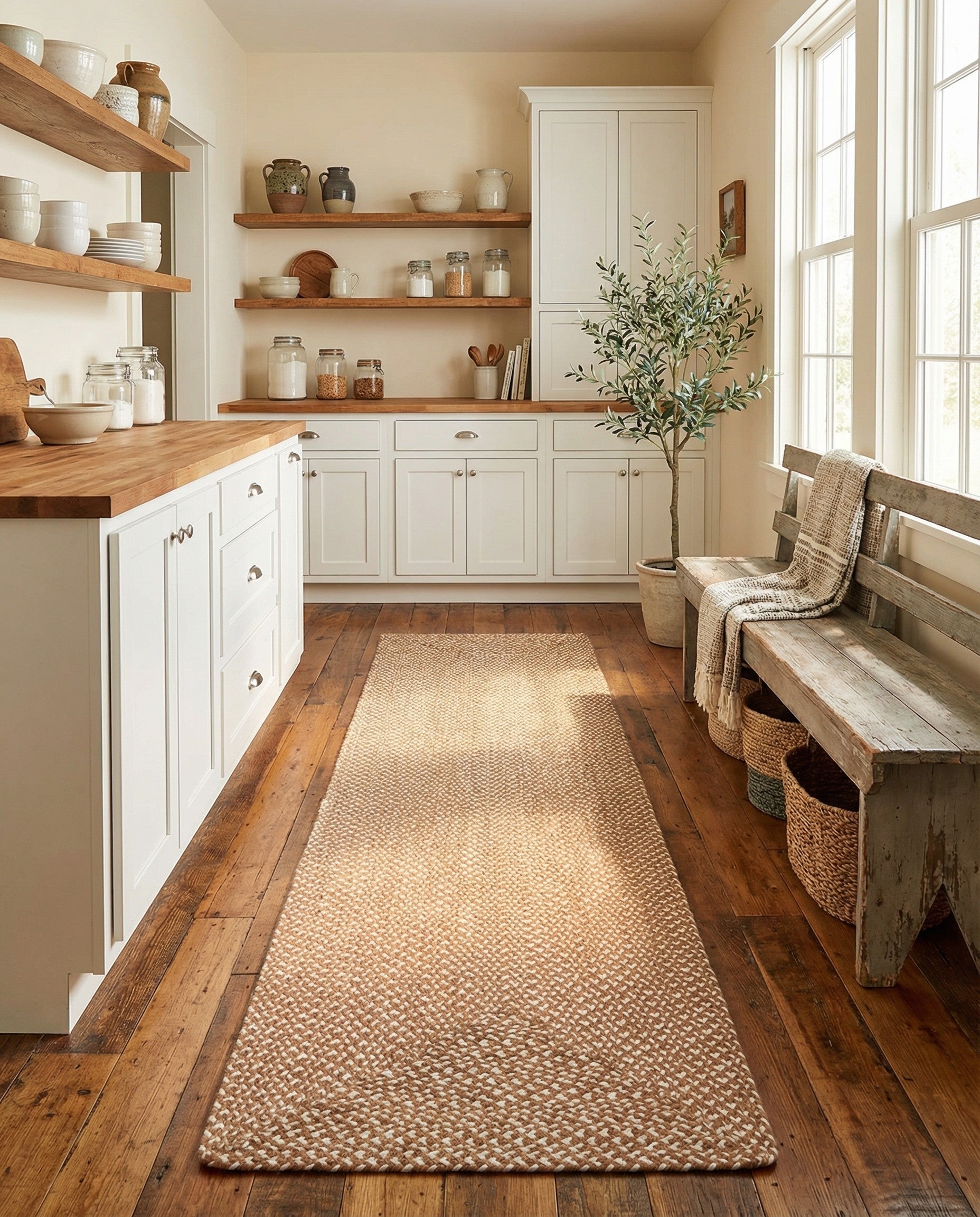  2' 7 x 10'  Hand Tweed Braided Jute Runner Rug