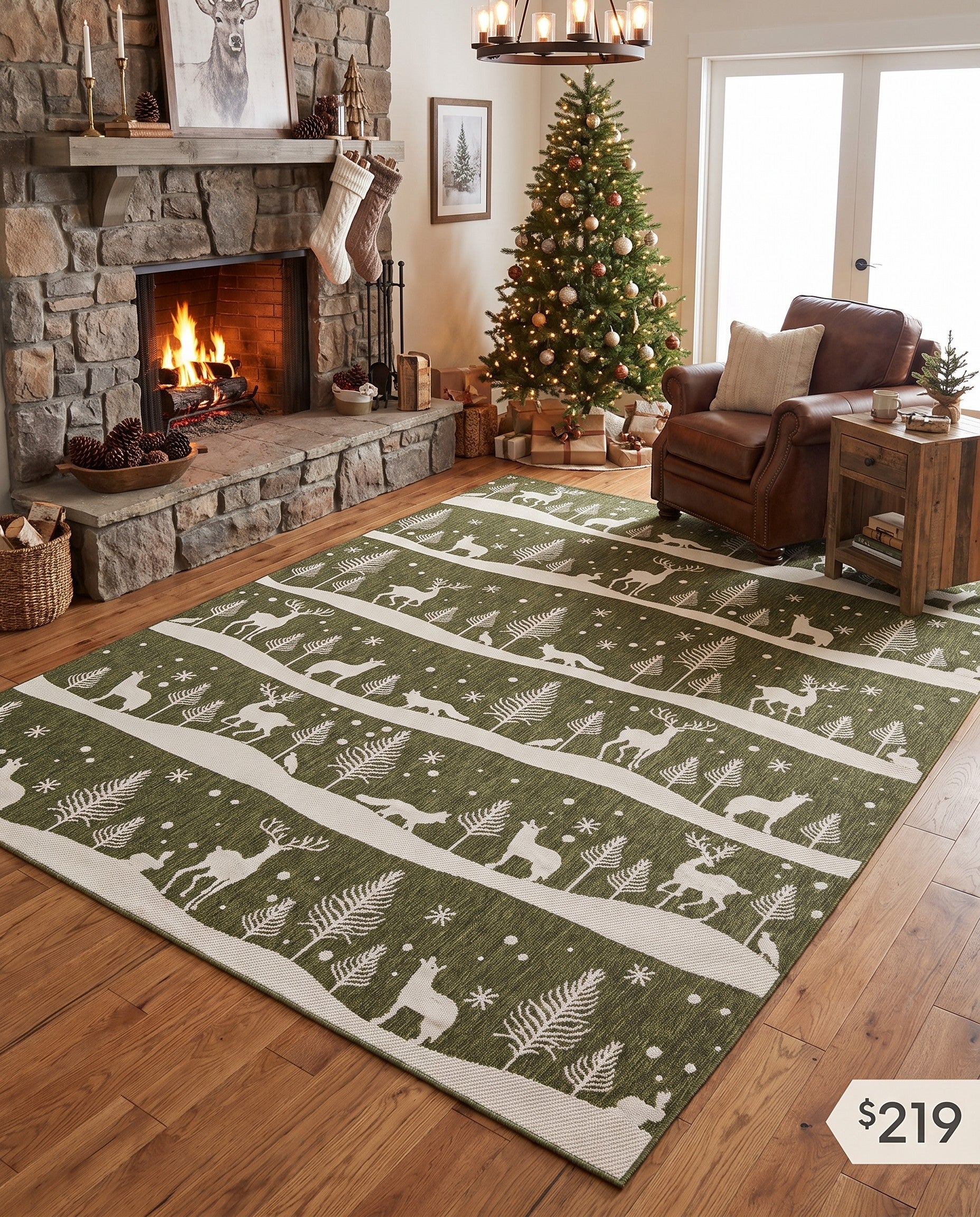 9' x 12' Easy-Clean Holiday Indoor / Outdoor Rug