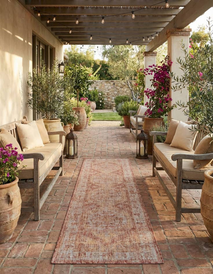 Detail image of 2' 7 x 12'  Washable Traditional Indoor / Outdoor Runner Rug