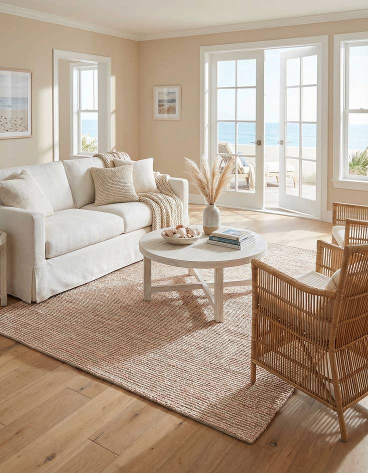 Detail image of 7' 10 x 7' 10 Seaside Pearl Jute Square Rug