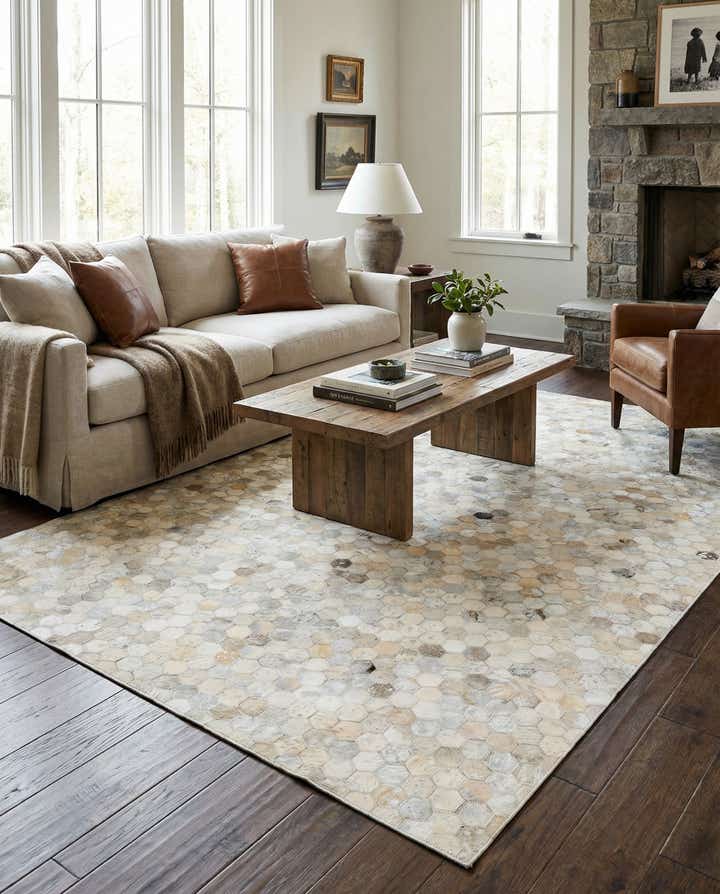 5' x 8' 1 Cowhide Leather Rug