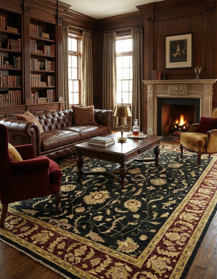 Detail image of 6' 7 x 10' Hand Knotted Peshawar Ziegler Rug