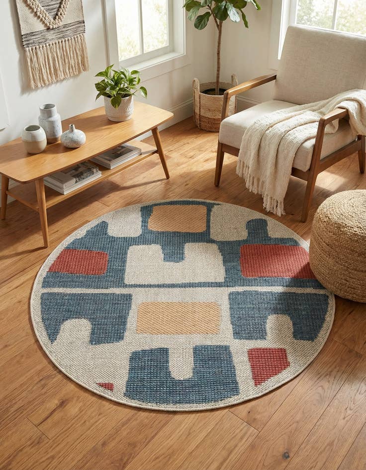 Detail image of  3' 3 x 3' 3  Washable Baja Indoor / Outdoor Round Rug