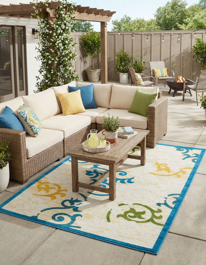 7' x 10' Easy-Clean Botanical Indoor / Outd...