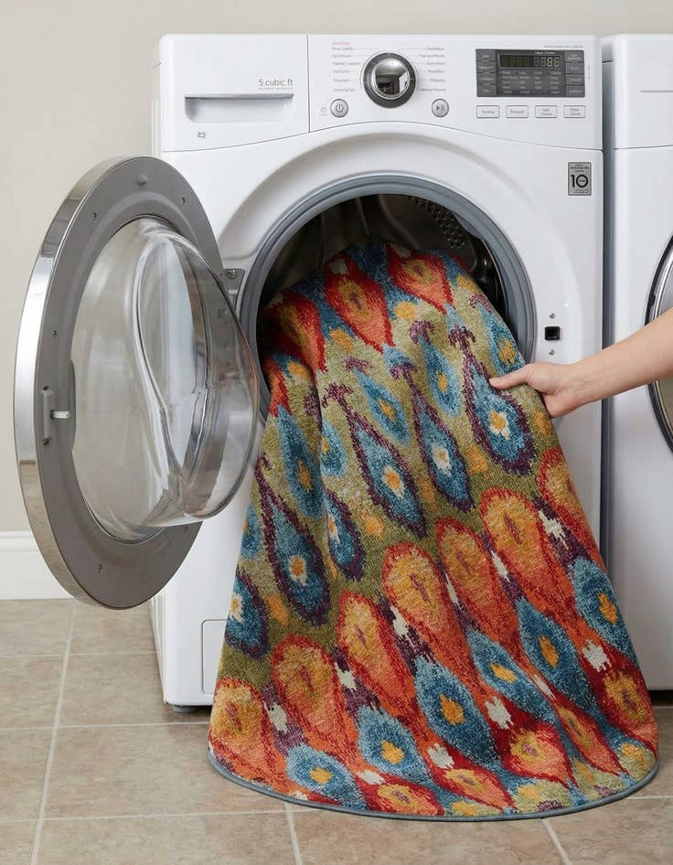 Detail image of 7' 10 x 10'  Washable Modern Indoor / Outdoor Oval Rug