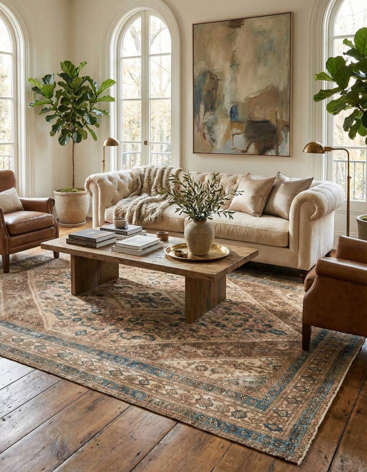 Detail image of 6' 10 x 9' 8  Hand Knotted Ultra Vintage Persian Wool Rug