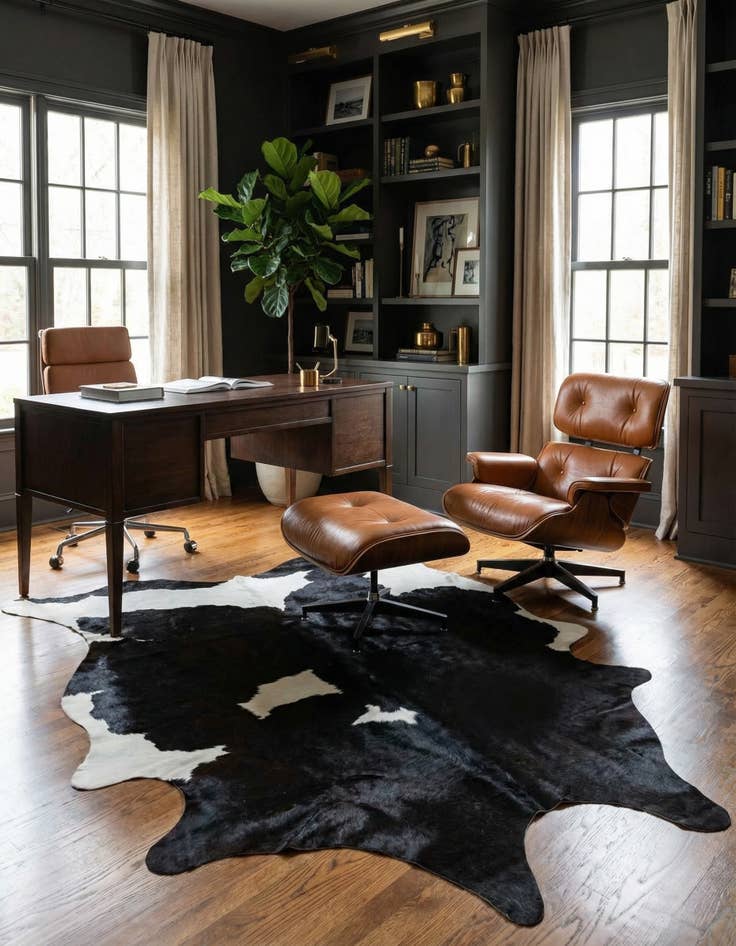 Detail image of 5' 2 x 6' 8 Cowhide Leather Rug