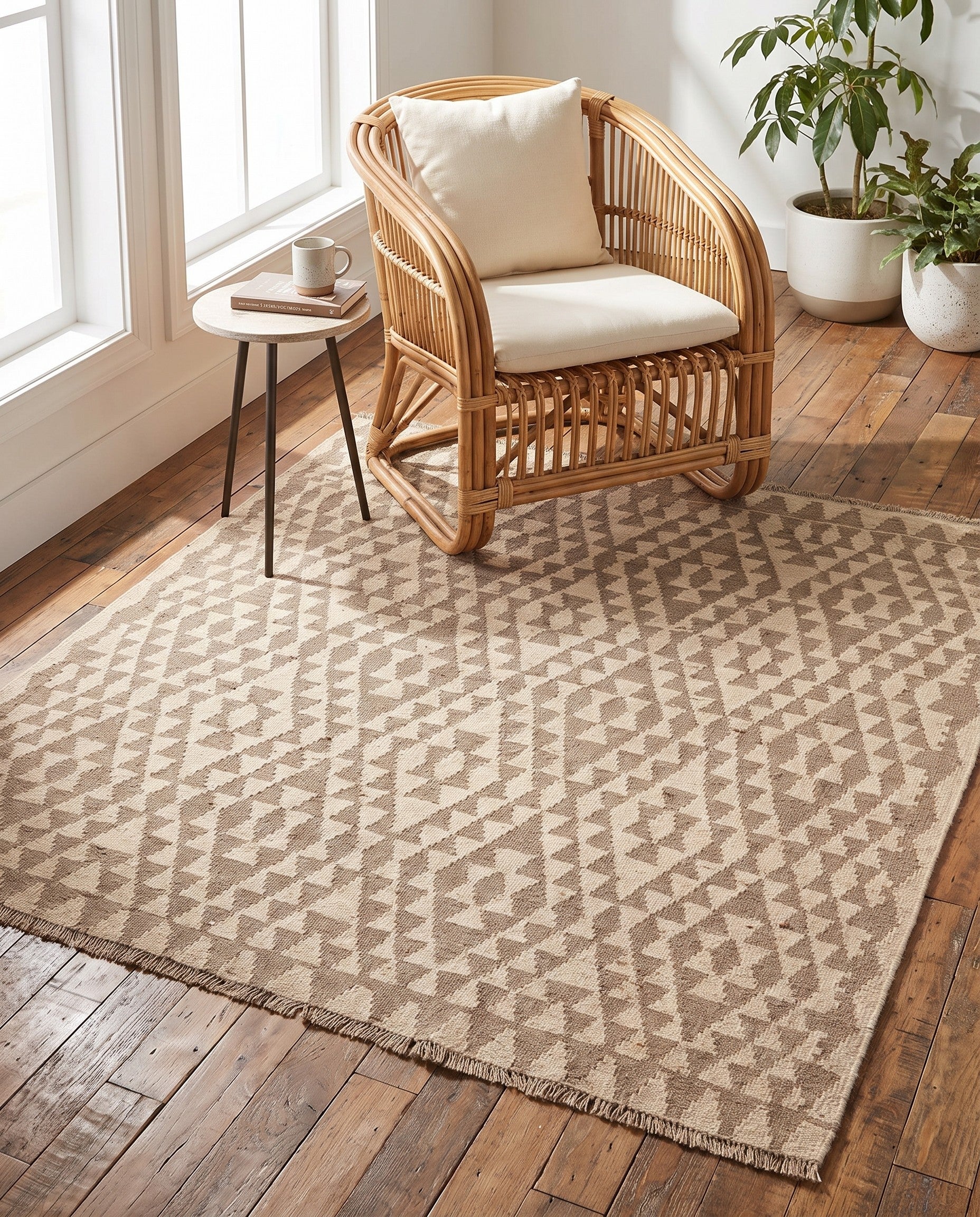 4' 9 x 5' 3 Hand Woven Kilim Maymana Wool Square Rug