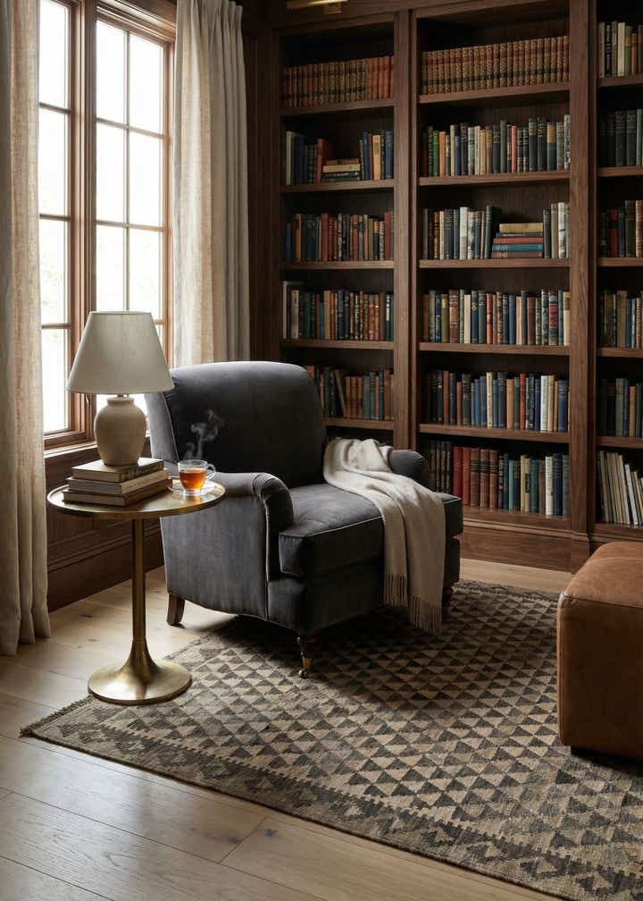 5' 4 x 6' 9 Hand Woven Kilim Maymana Wool Rug