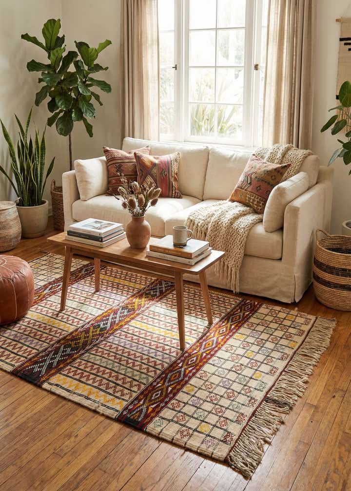 3' 7 x 5' 2 Hand Knotted Moroccan Oriental Wool Rug