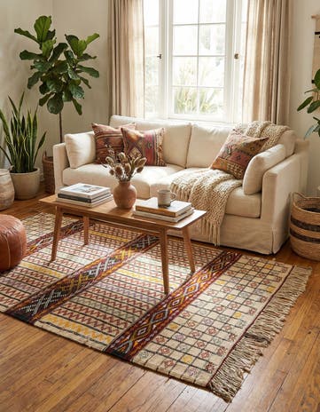 3' 7 x 5' 2 Hand Knotted Moroccan Oriental Wool Rug