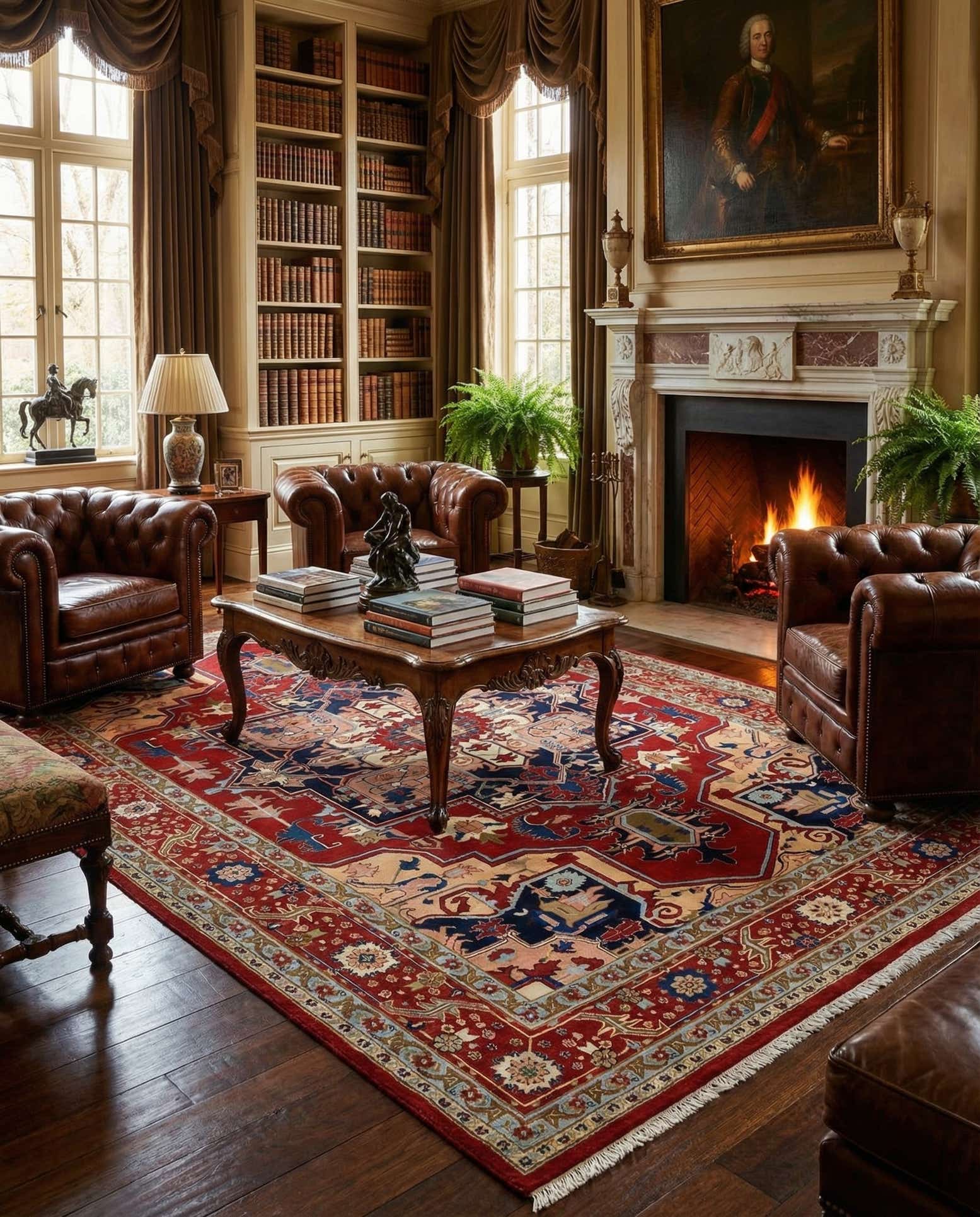 240cm x 350cm Hand Knotted Indo Heriz Wool Rug